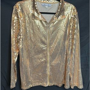 Birch Hill Gold Bling Jacket Light Weight Plus Sz 1X Boutique Excellent Quality